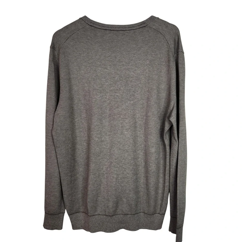 BANANA REPUBLIC Sweater Mens Large Gray V-Neck Birdseye Silk Cashmere Blend‎